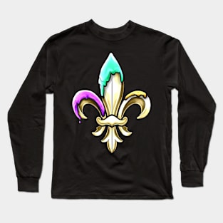 Golden fleur de lis with purple green and golden colored tips. Long Sleeve T-Shirt